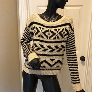 Jolt Striped Black & Beige Winter Sweater